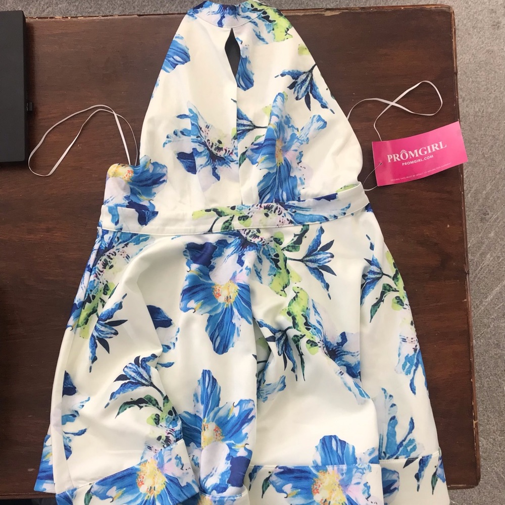 Luxxel White Floral Halter Neck Skater Dress